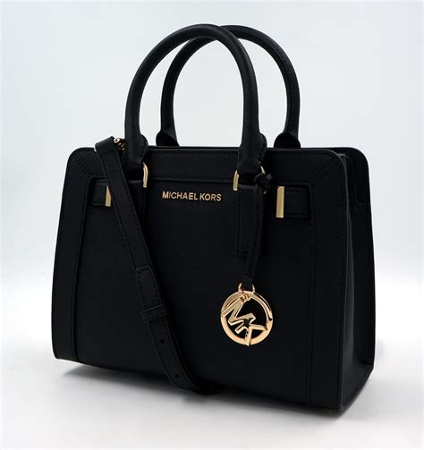 michael kors tasche saffiano leder handtasche sm satchel schwarz|leather michael kors satchel.